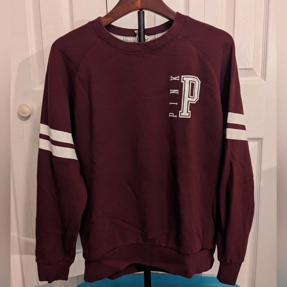 PINK Oversized Varsity Crew neck Sweatshirt Size S
